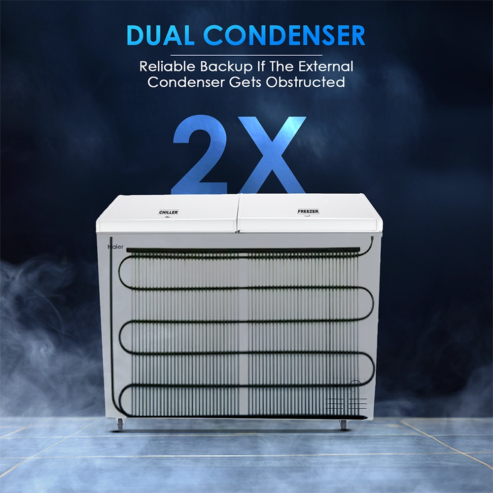 Haier 325 L Combo Chest Freezer with Two Separate Compartments 